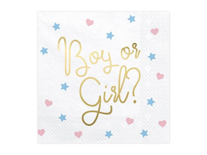 Gender Reveal Servetten Boy Or Girl 33cm 20st van Partydeco koop je bij Partywinkel