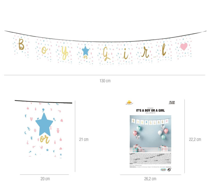 Gender Reveal Slinger 2,2m van Fiestas Guirca koop je bij Partywinkel