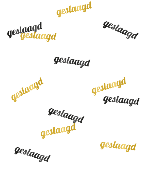 Geslaagd Tafelconfetti Zwart Goud 14gr van Paper Dreams koop je bij Partywinkel