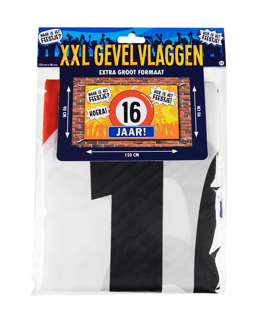 Gevelvlag 16 Jaar 1,5m van Paper Dreams koop je bij Partywinkel