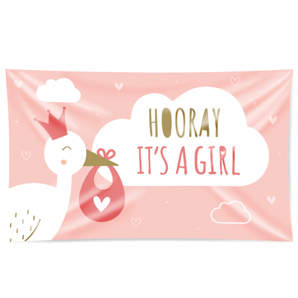 Gevelvlag New Born Baby Girl 1,5m van Paper Dreams koop je bij Partywinkel