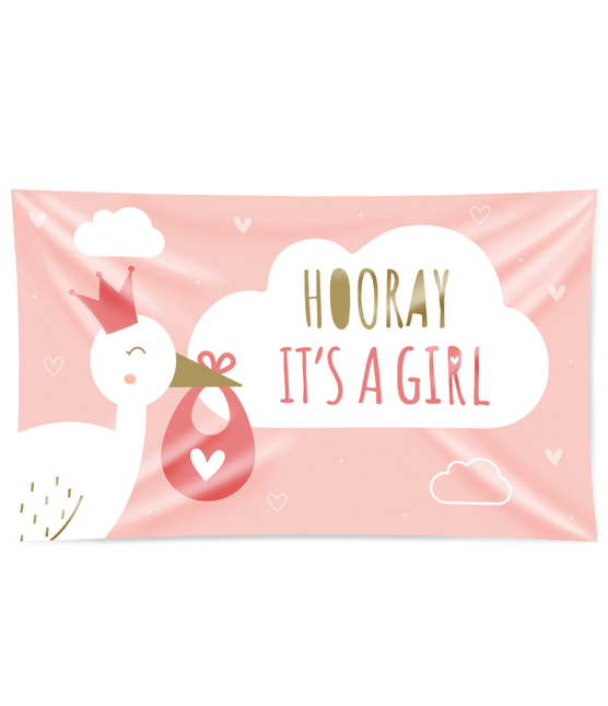 Gevelvlag New Born Baby Girl 1,5m van Paper Dreams koop je bij Partywinkel