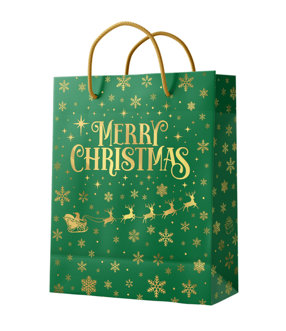 Giftbag L - Merry Christmas groen van Paper Dreams koop je bij Partywinkel