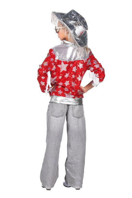 Ster Jas Rood Zilver Meisje Met Pailletten van Wilbers & Wilbers koop je bij Partywinkel