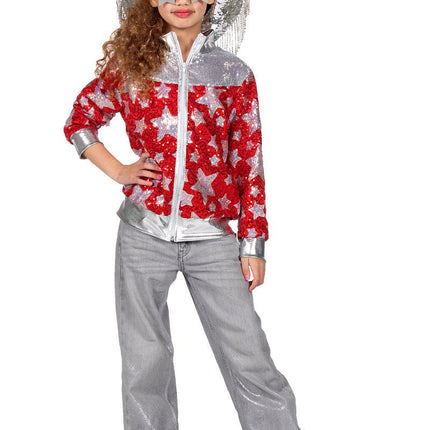 Ster Jas Rood Zilver Meisje Met Pailletten van Wilbers & Wilbers koop je bij Partywinkel