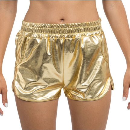Kultaiset metallinhohtoiset shortsit naisille
