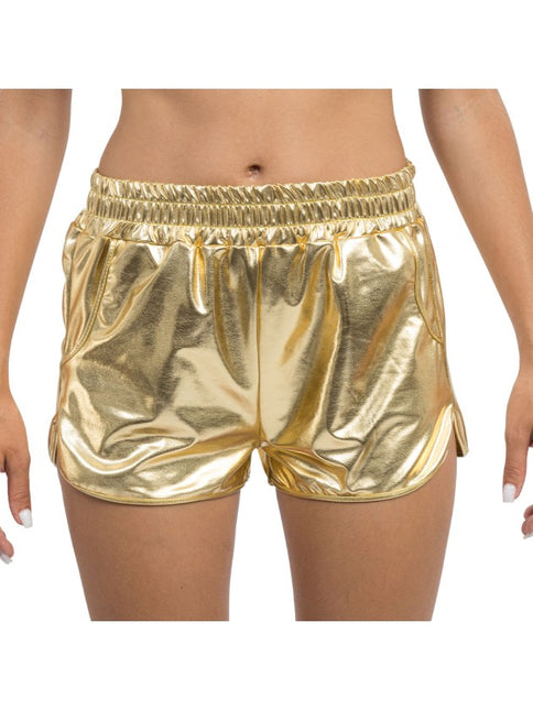Kultaiset metallinhohtoiset shortsit naisille