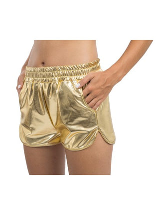 Kultaiset metallinhohtoiset shortsit naisille
