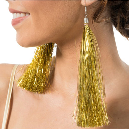 Gouden Lametta Oorbellen 17cm