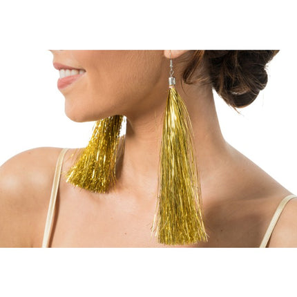 Gouden Lametta Oorbellen 17cm