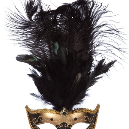 Goud Masker Veer van Wilbers & Wilbers koop je bij Partywinkel
