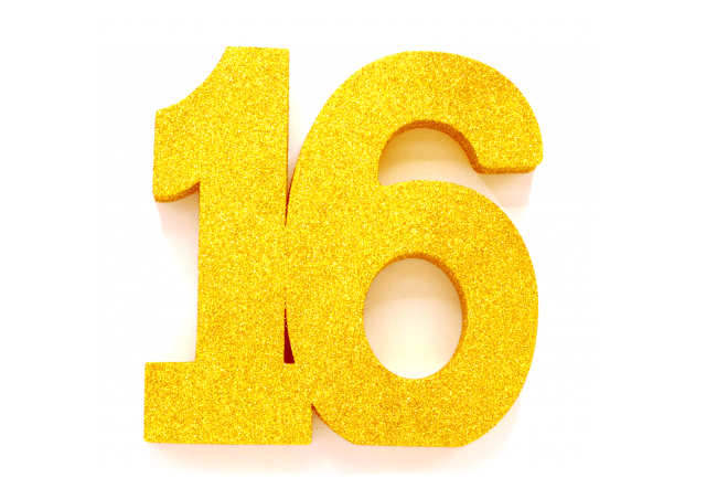 Goud Tafeldecoratie Cijfer 16 Glitter 20,5cm van WeFiesta koop je bij Partywinkel