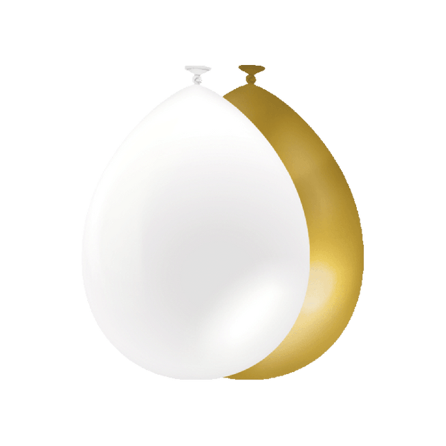 Goud Witte Ballonnen 30cm 10st van Paper Dreams koop je bij Partywinkel