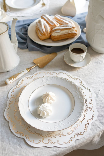 Goud Witte Placemats 35,5cm 6st van Partydeco koop je bij Partywinkel