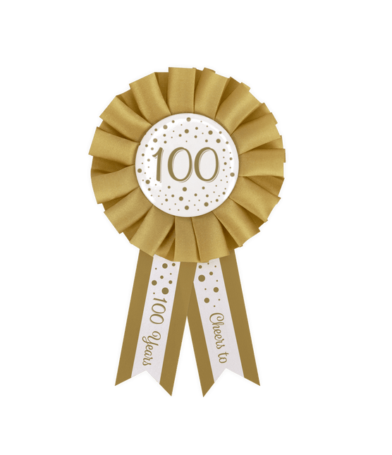 Goud Witte Rozet 100 Jaar van Paper Dreams koop je bij Partywinkel