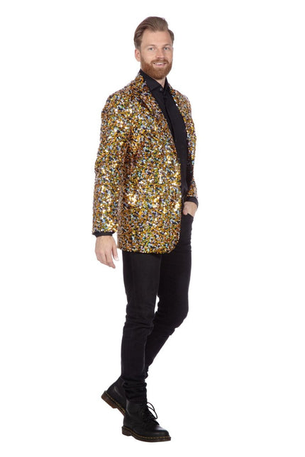 Goud Zilveren Blazer Heren Pailletten van Wilbers & Wilbers koop je bij Partywinkel