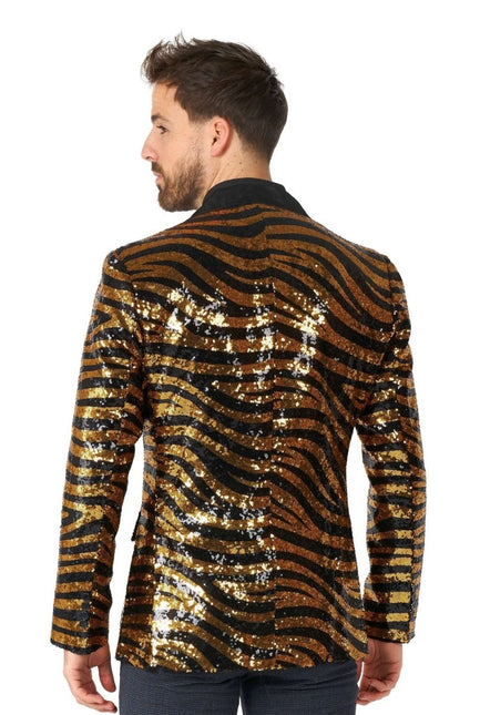 Goud Zwart Tijger Paillet Blazer Heren OppoSuits van OppoSuits koop je bij Partywinkel