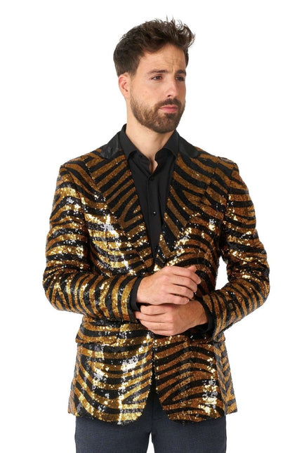 Goud Zwart Tijger Paillet Blazer Heren OppoSuits van OppoSuits koop je bij Partywinkel