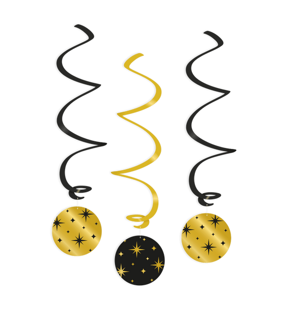 Goud Zwarte Hangdecoratie Sterren 17cm van Paper Dreams koop je bij Partywinkel