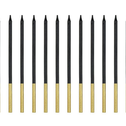 Goud Zwarte Kaarsen 14cm 12st van Partydeco koop je bij Partywinkel