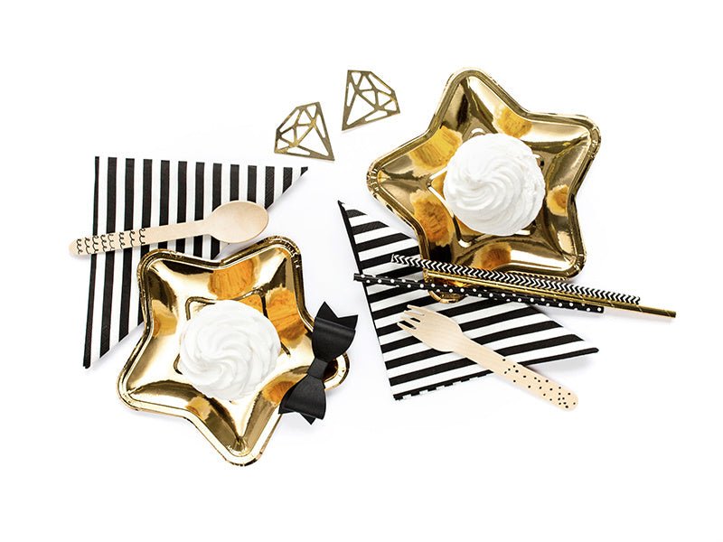 Gouden Borden Ster 18cm 6st van Partydeco koop je bij Partywinkel