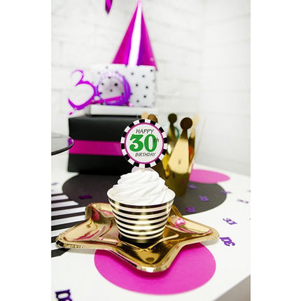 Gouden Borden Ster 18cm 6st van Partydeco koop je bij Partywinkel