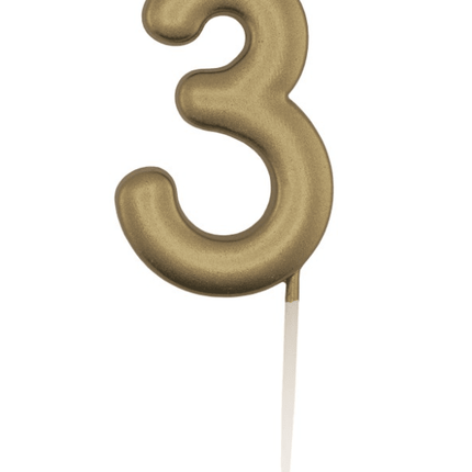 Gouden Cijferkaars 3 van Unique koop je bij Partywinkel