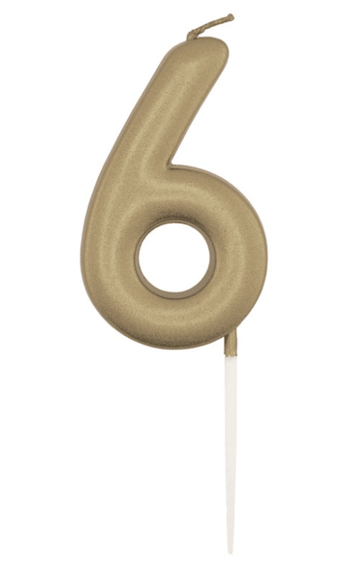 Gouden Cijferkaars 6 van Unique koop je bij Partywinkel
