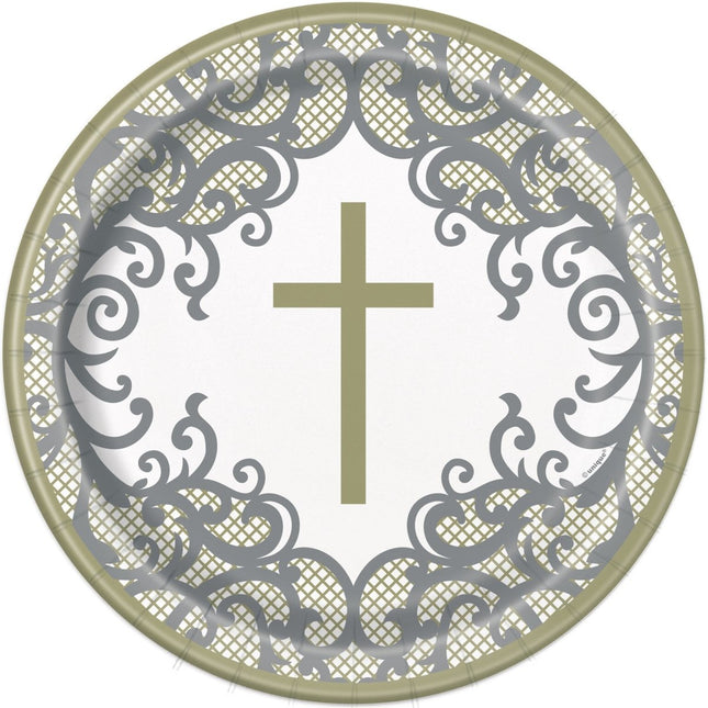 Gouden Doopfeest Borden 23cm 8st van Unique koop je bij Partywinkel