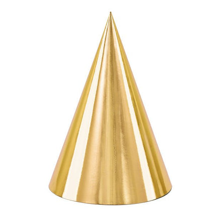 Gouden Feesthoedjes 16cm 6st van Partydeco koop je bij Partywinkel