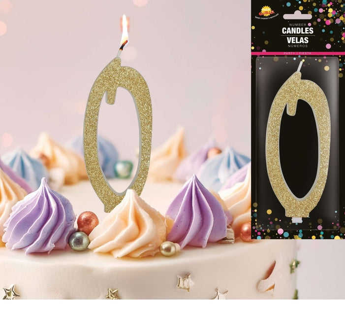 Gouden Kaars 0 Jaar Glitter 12,5cm van Fiestas Guirca koop je bij Partywinkel