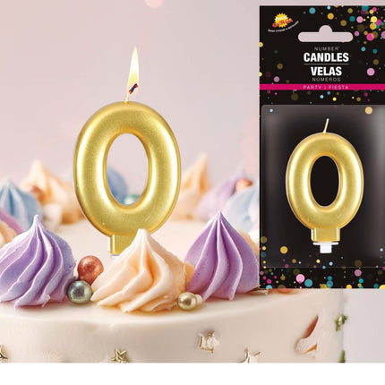 Gouden Kaars 0 Jaar Metallic 8cm van Fiestas Guirca koop je bij Partywinkel