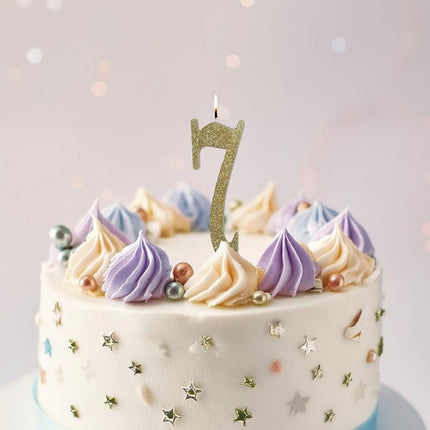 Gouden Kaars 7 Jaar Glitter 12,5cm van Fiestas Guirca koop je bij Partywinkel