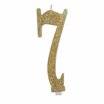 Gouden Kaars 7 Jaar Glitter 12,5cm van Fiestas Guirca koop je bij Partywinkel