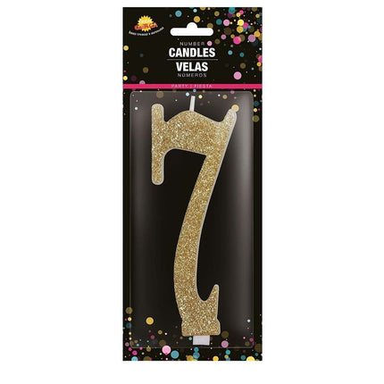 Gouden Kaars 7 Jaar Glitter 12,5cm van Fiestas Guirca koop je bij Partywinkel
