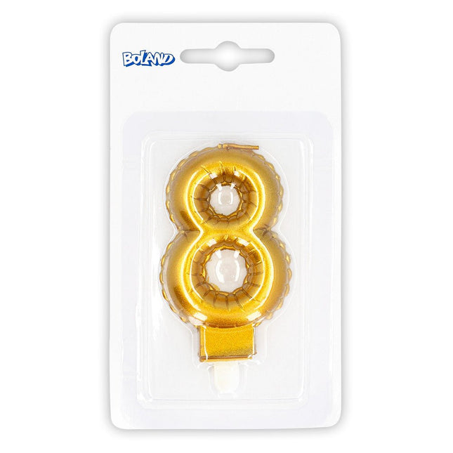 Gouden Kaars 8 Jaar 8cm van Boland koop je bij Partywinkel