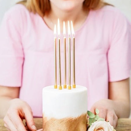 Gouden Kaarsjes 12,5cm 12st van Partydeco koop je bij Partywinkel