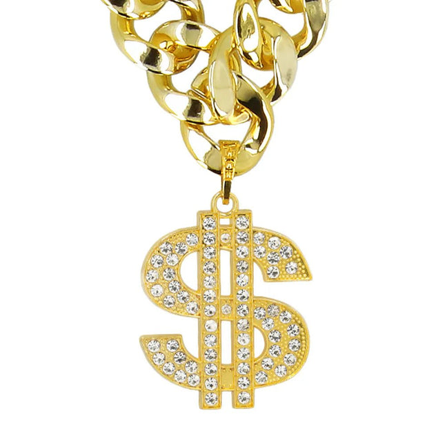 Gouden Ketting Dollar Teken van Boland koop je bij Partywinkel
