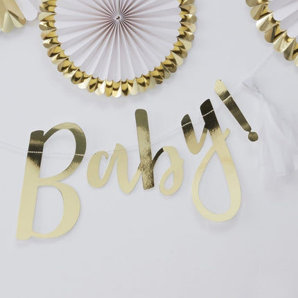 Gouden Letterslinger Oh Baby 1,5m van Ginger Ray koop je bij Partywinkel