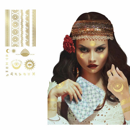 Gouden Nep Tattoos van Fiestas Guirca koop je bij Partywinkel