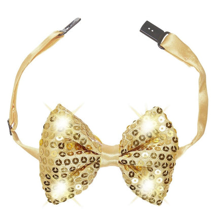 Gouden Strik Pailletten Met Licht van Widmann koop je bij Partywinkel