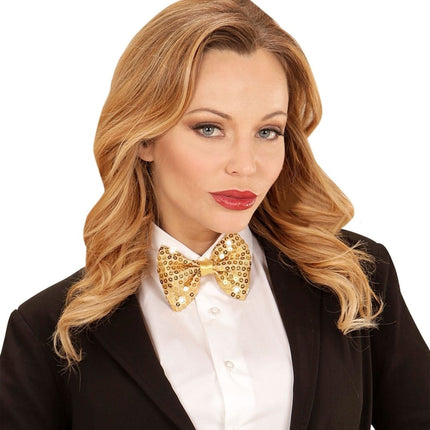 Gouden Strik Pailletten Met Licht van Widmann koop je bij Partywinkel