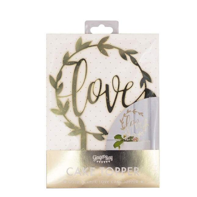 Gouden Taarttopper Love 20cm van Ginger Ray koop je bij Partywinkel