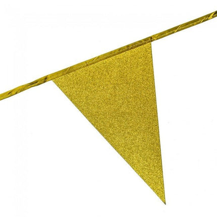 Gouden Vlaggenlijn Glitter 6m van WeFiesta koop je bij Partywinkel