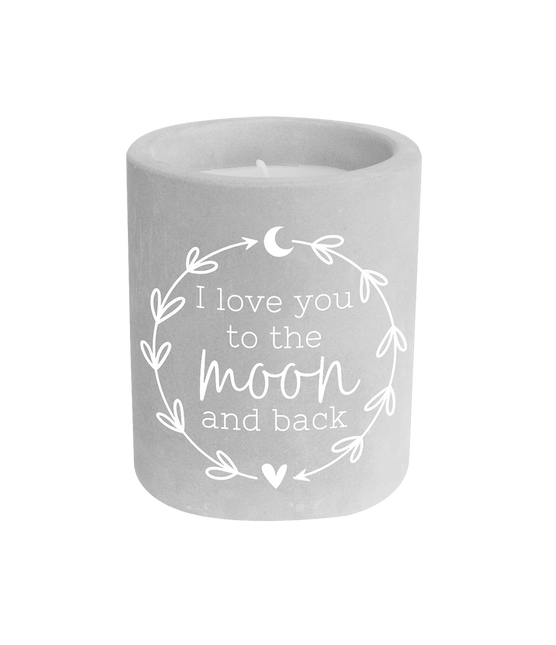 Grijze Cement Kaars To The Moon And Back 8cm van Paper Dreams koop je bij Partywinkel