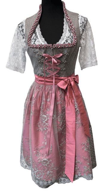 Grijze Dirndl Jurk Oktoberfest Roze Dames van Haus Huberts koop je bij Partywinkel