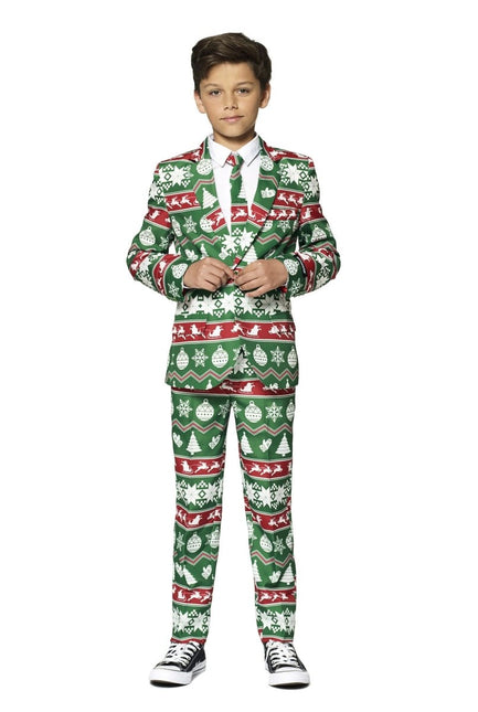 Groen Pak Kerstmis Kind van Suitmeister koop je bij Partywinkel