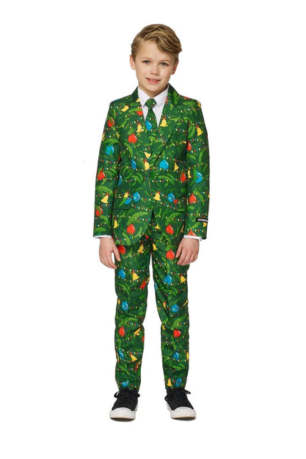 Groen Pak Kerstmis Met Licht Kind van Suitmeister koop je bij Partywinkel
