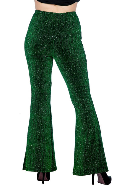 Groene Broek Dames Flared Glitter van Wilbers & Wilbers koop je bij Partywinkel