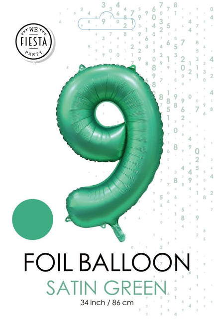 Groene Cijfer Ballon 9 Jaar Glans 86cm van WeFiesta koop je bij Partywinkel